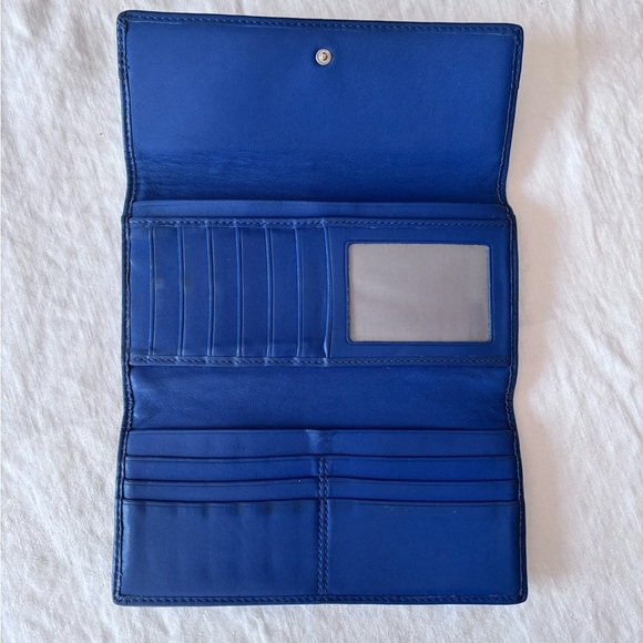 Vintage Coach SoHo Pleated Trifold Long Blue Leather Wallet - Picture 4 of 9